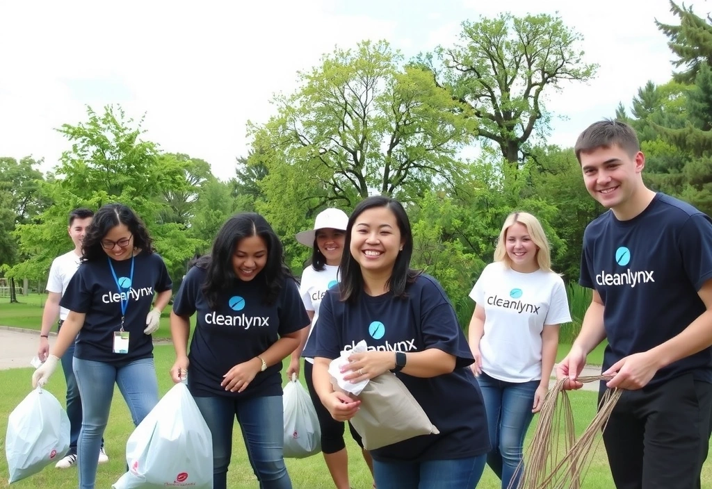 Membri ai echipei cleanlynx participând la o acțiune de curățenie a unui parc local